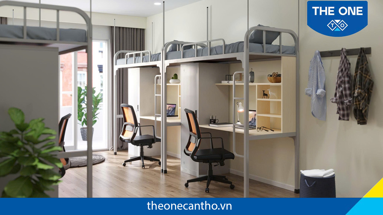 Mẫu giường tầng nội trú đầy đủ chức năng cho sinh viên.