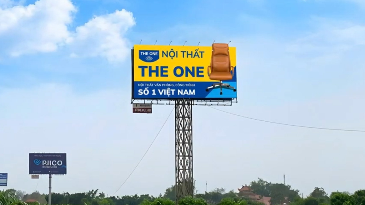 Biển tấm lớn Nội Thất The One được đặt trên cao tốc toàn quốc.