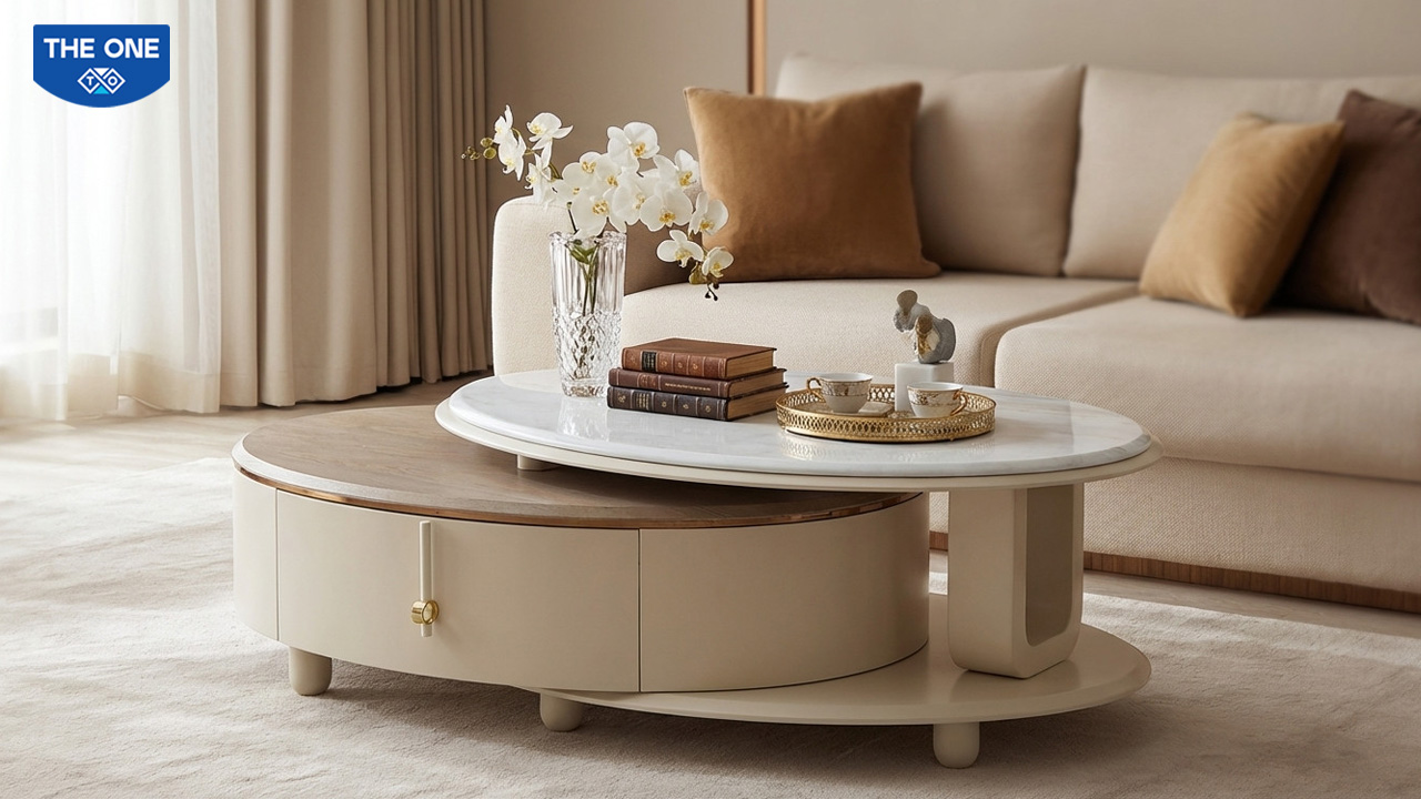 Một góc nhìn khác bàn sofa nhập khẩu BSF610 trong khong gian phong khách