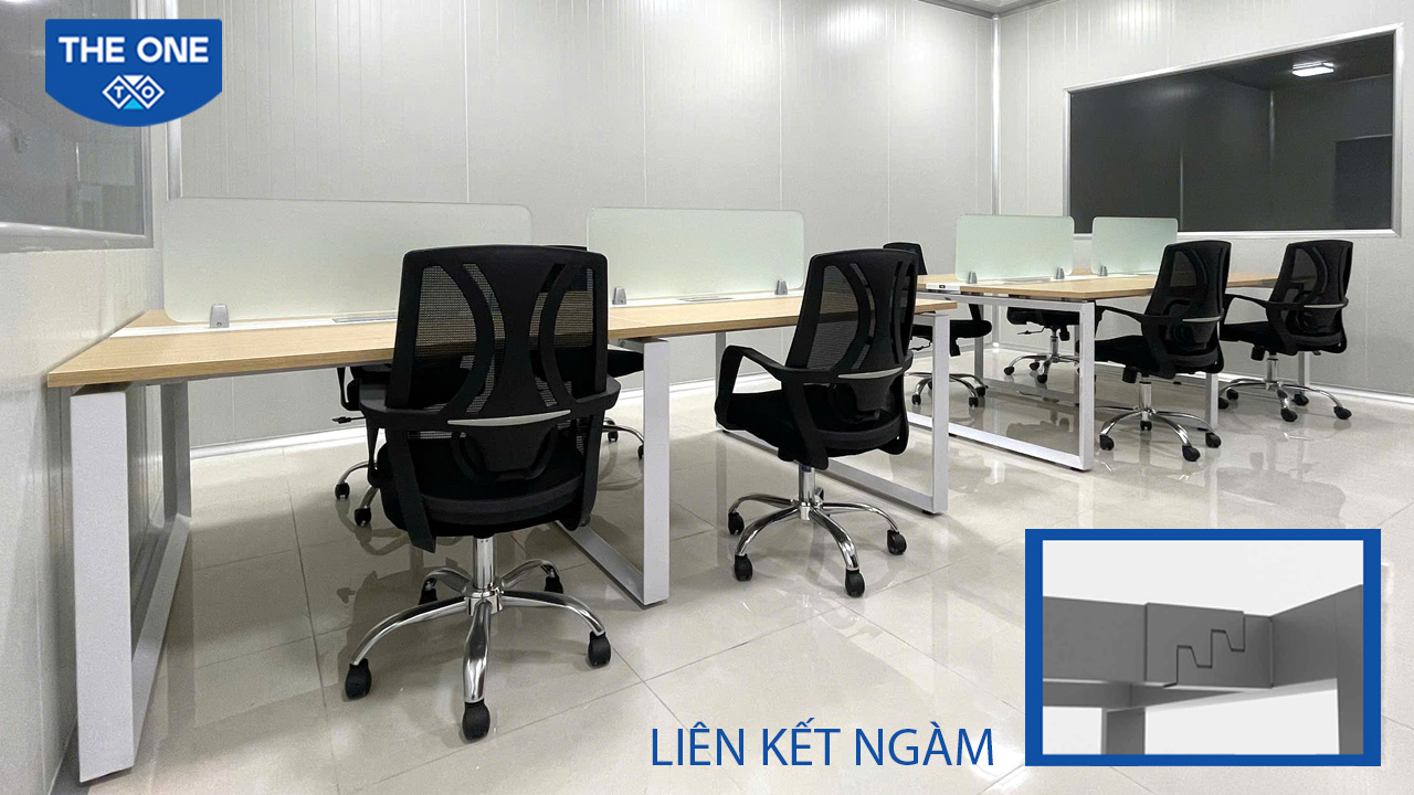 Kết cấu liên kết của bàn lam việc chân sắt The One