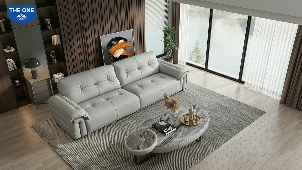 Sofa nhập khẩu SF514NK màu kem, với góc nhìn khác