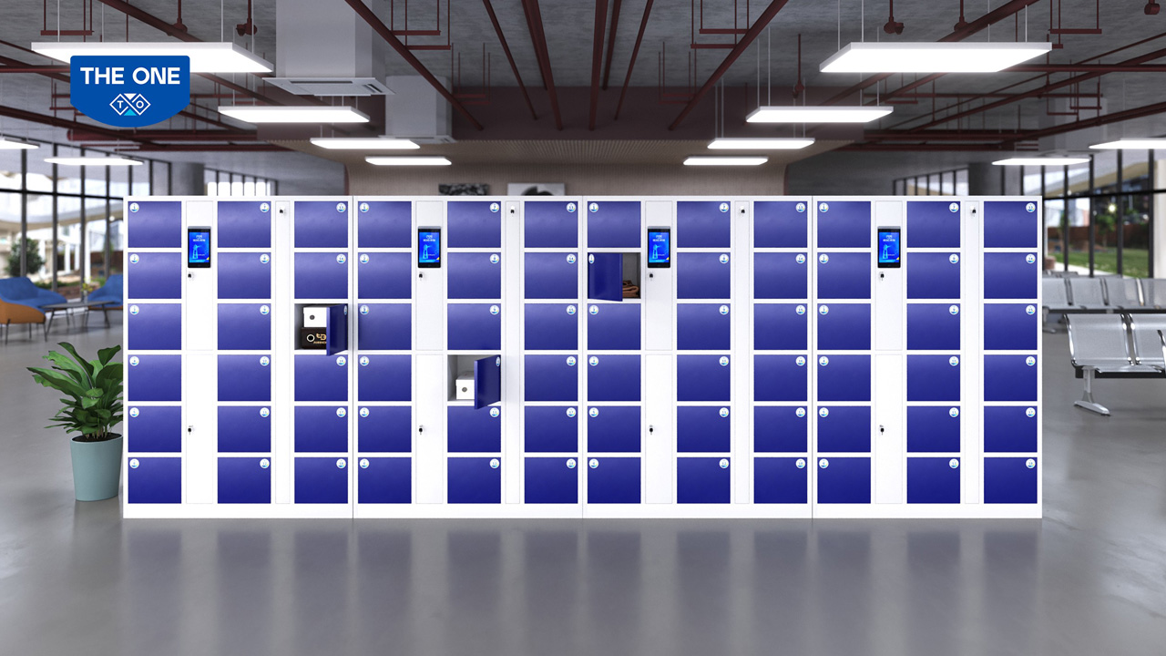Locker thông mình tại không gian làm việc chuyên nghiệp và hiện đại.