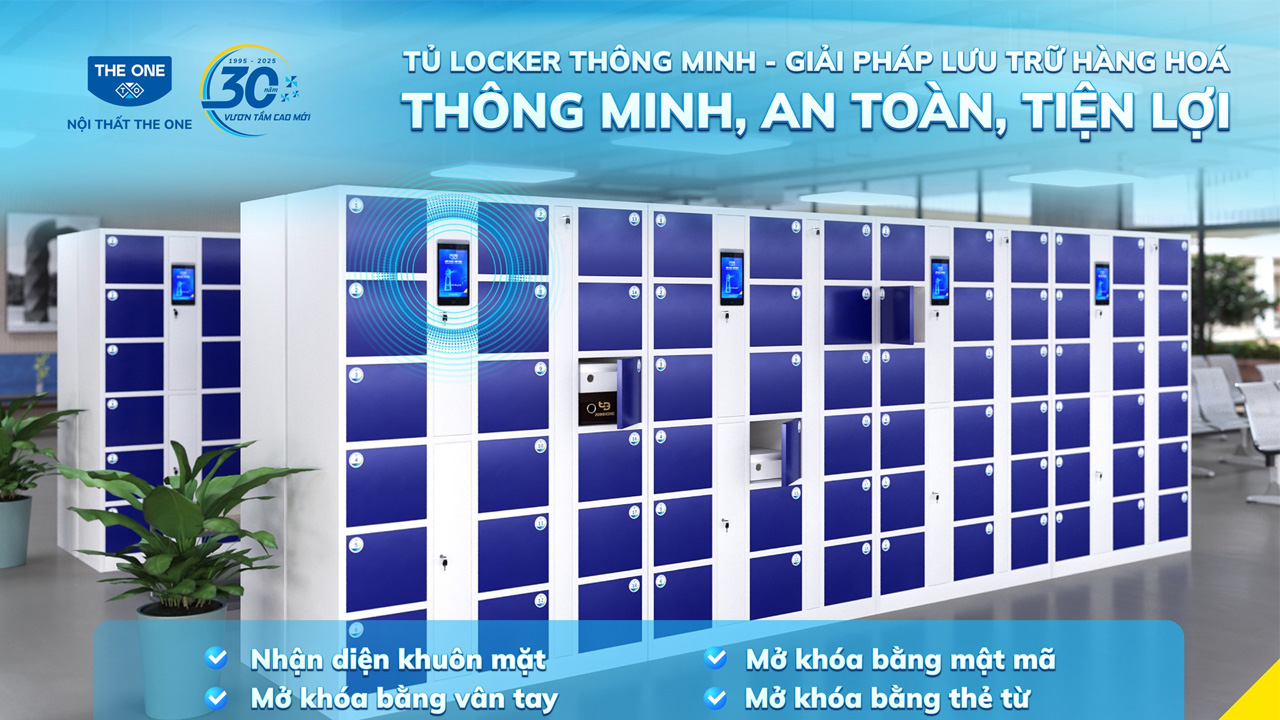 Tủ locker thông minh The One được trang bị trong văn phòng làm việc.