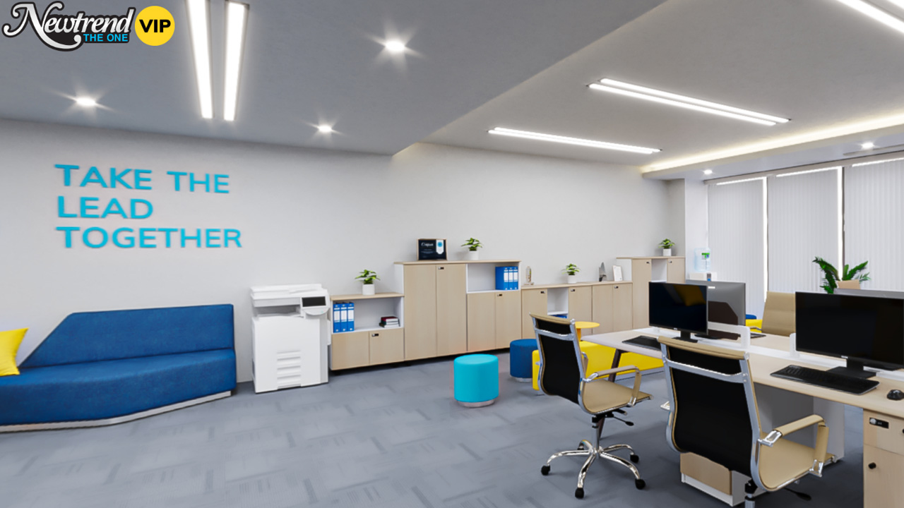 Tủ hồ sơ Newtrend Vip được bố trí trong không gian văn phòng.